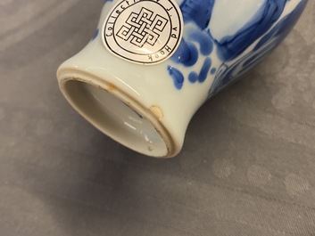 A Chinese blue and white vase with gilt elephant-head handles, Kangxi